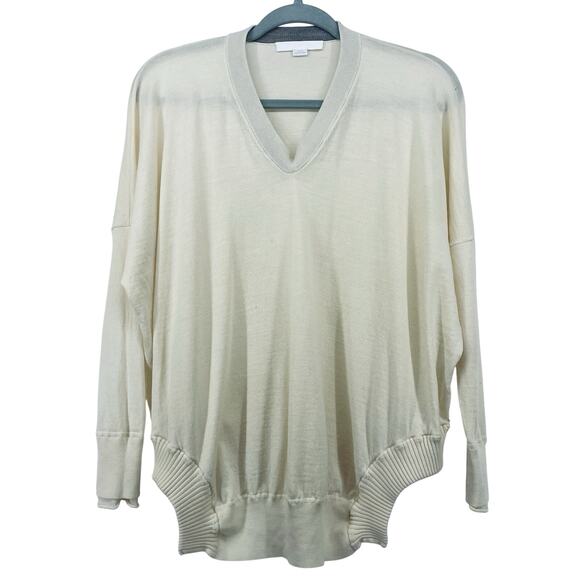 Alexander Wang Oversized Size XS Wool Cashmere Blend Sweater Neutral V-Neck - Picture 1 of 10